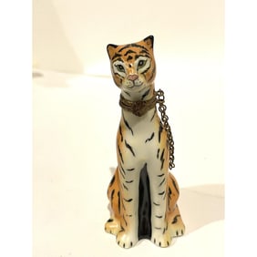 Rare Limoges France Porcelain Keepsake, Striped Tiger Signed