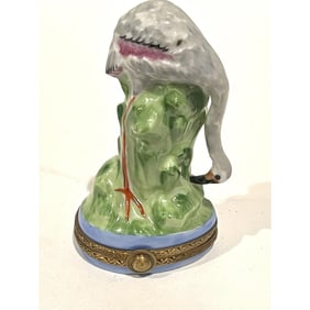 Limited Edition Limoges Keepsake Box, Gray Flamingo Numbered