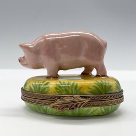 Limoges Enamel Treasure Box, Pig