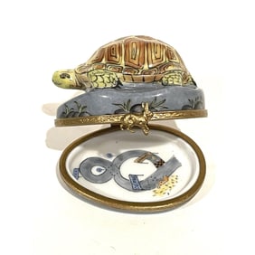 Limoges France Keepsake Box, Sea Ocean Turtle Artist Signed
