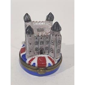 Limoges Keepsake Box, Tower of London with Union Jack Flag