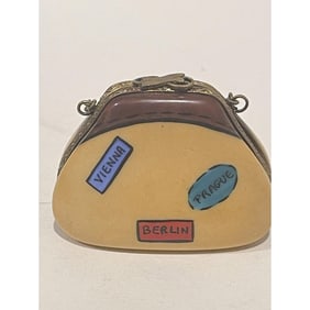 Limoges France Keepsake Box, Travel Purse Paris London Rome