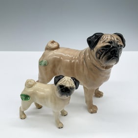 2pc Beswick Porcelain Dog Figurines, Pugs