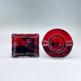 2pc Royal Doulton Flambe Small Dish and Ashtray