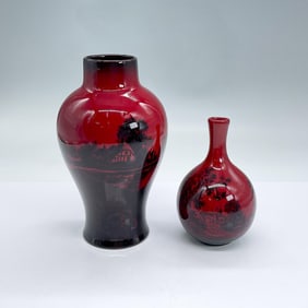2pc Royal Doulton Flambe Vases