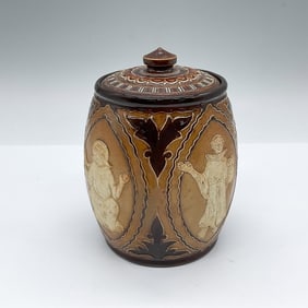 Doulton Lambeth Stoneware Tobacco Jar, Monks