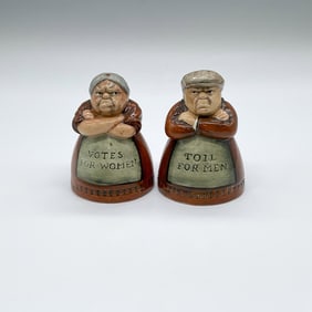 2pc Royal Doulton Salt and Pepper Shakers, Suffragette