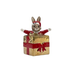Royal Doulton Bunnykins Gold Colorway Figure, Xmas Surprise DB146