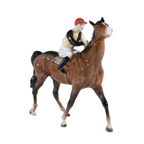 Beswick Porcelain Figurine, Racehorse and Jockey 1037
