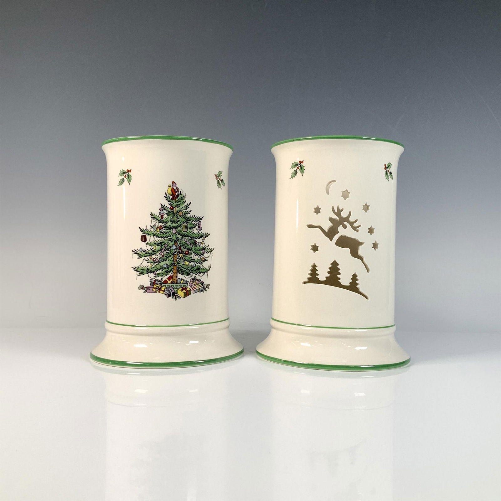 2pc Spode Candle Holders, Christmas Tree (1 of 7)