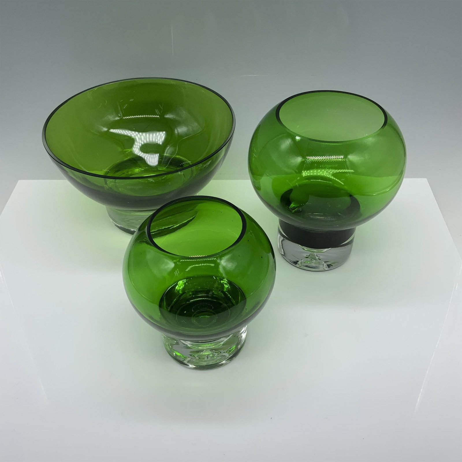 3pc Decorative Green Glass Bowl and Planter Set (1 of 4)