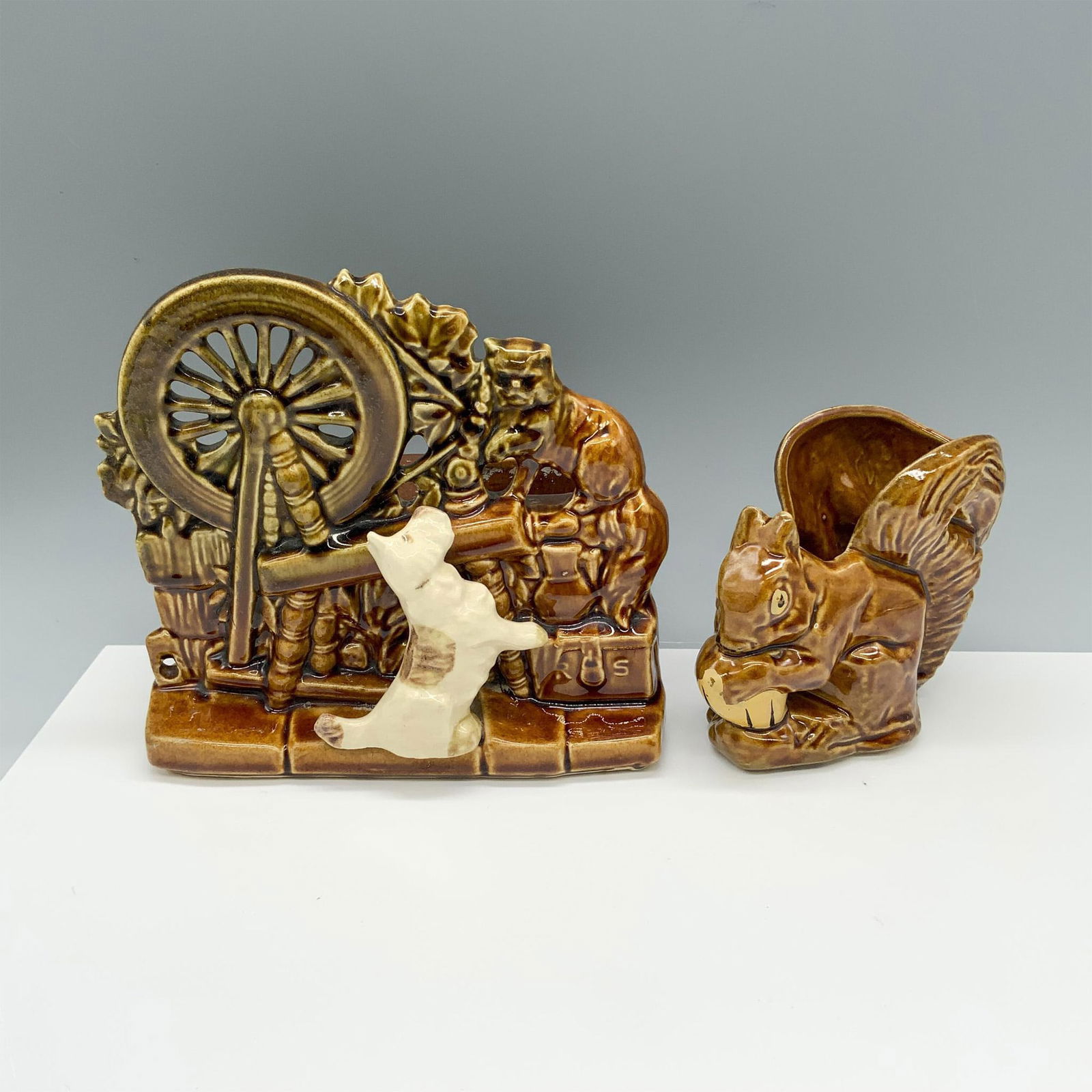 Pair of McCoy Pottery Woodland Planters (1 of 4)