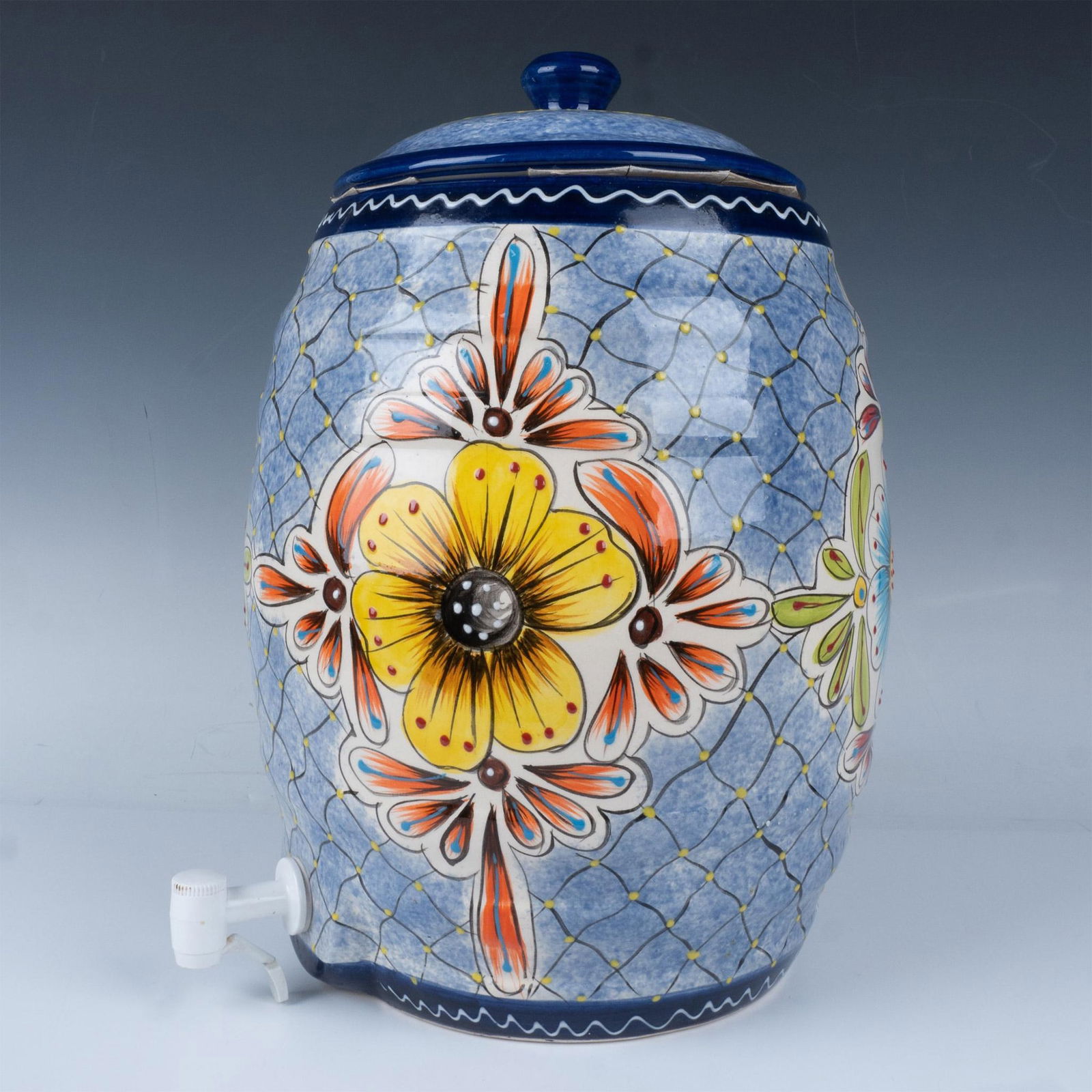 Hand Painted Ceramic Water Dispenser with Cover (1 of 7)