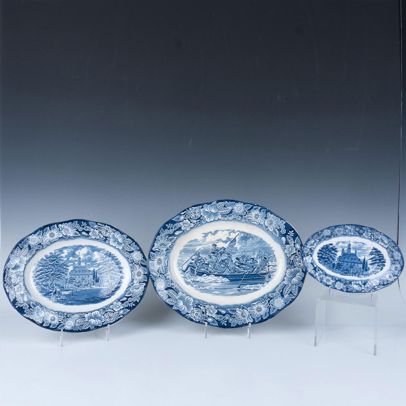 3pc Liberty Blue Ironstone Oval Platters (1 of 7)