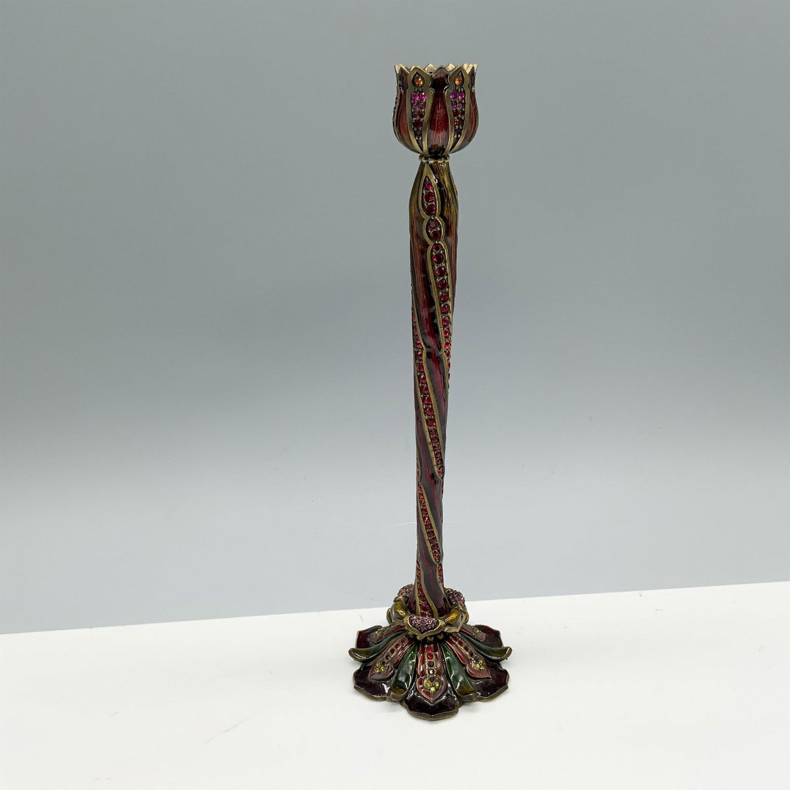 Jay Strongwater Baroque Ruby Red Crystal Candlestick (1 of 3)