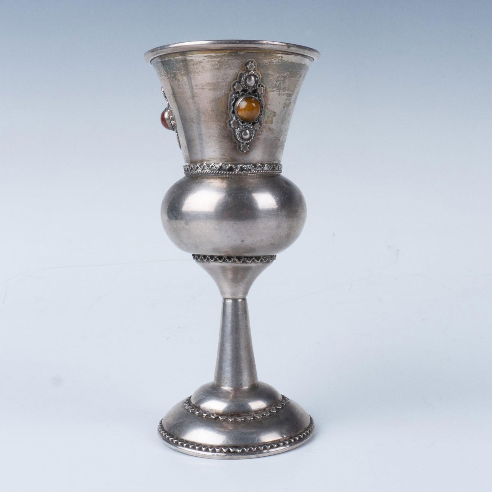 Sterling Silver Kiddush Cup with Semi-Precious Stones (1 of 4)