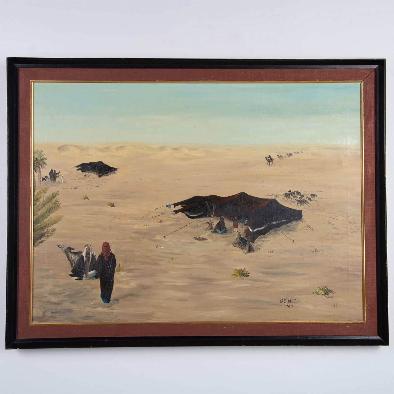 Deines, Orientalist Oil on Canvas, Oasis Scene, Signed (1 of 4)