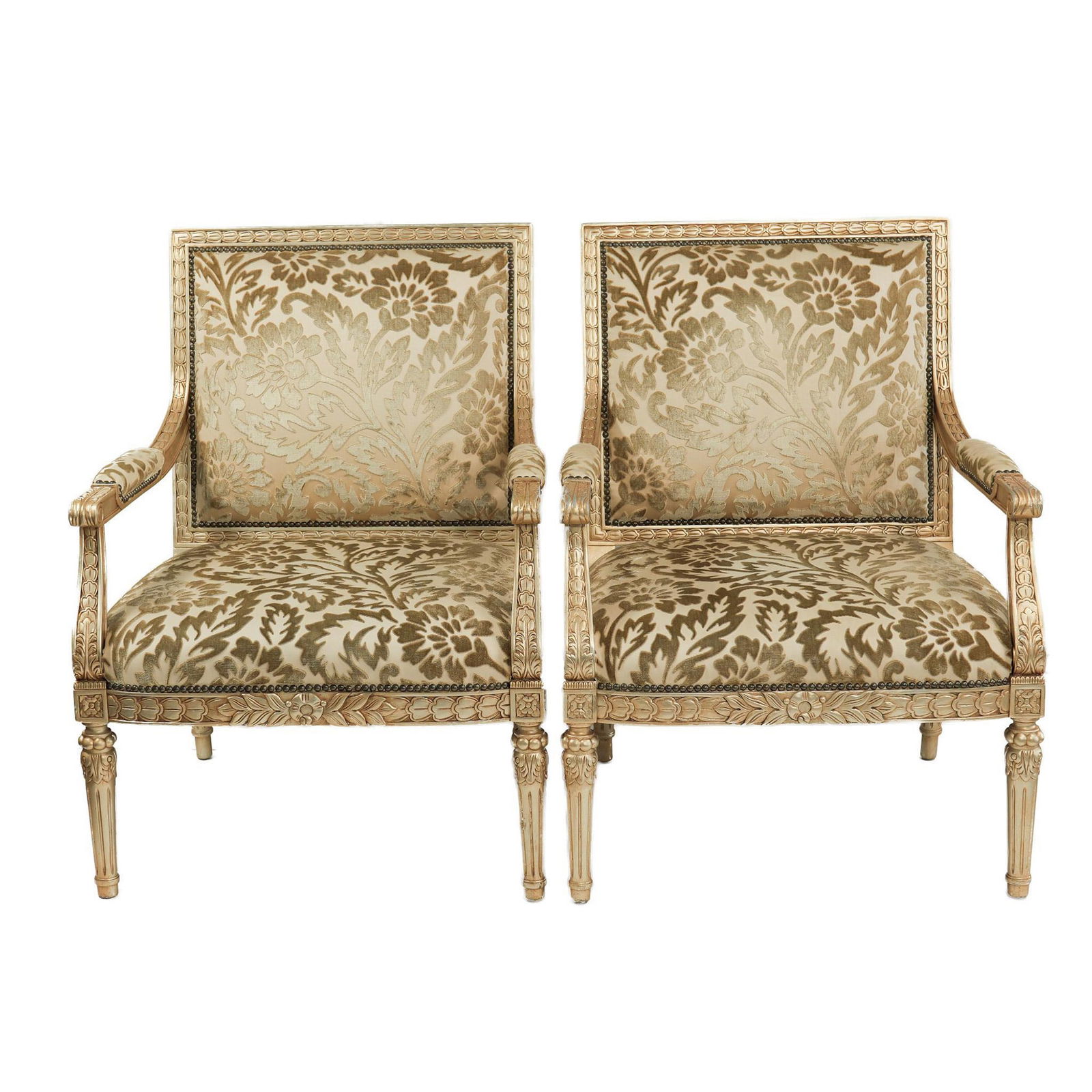 Pair of Italian Provincial Upholstered Wooden Armchairs (1 of 10)