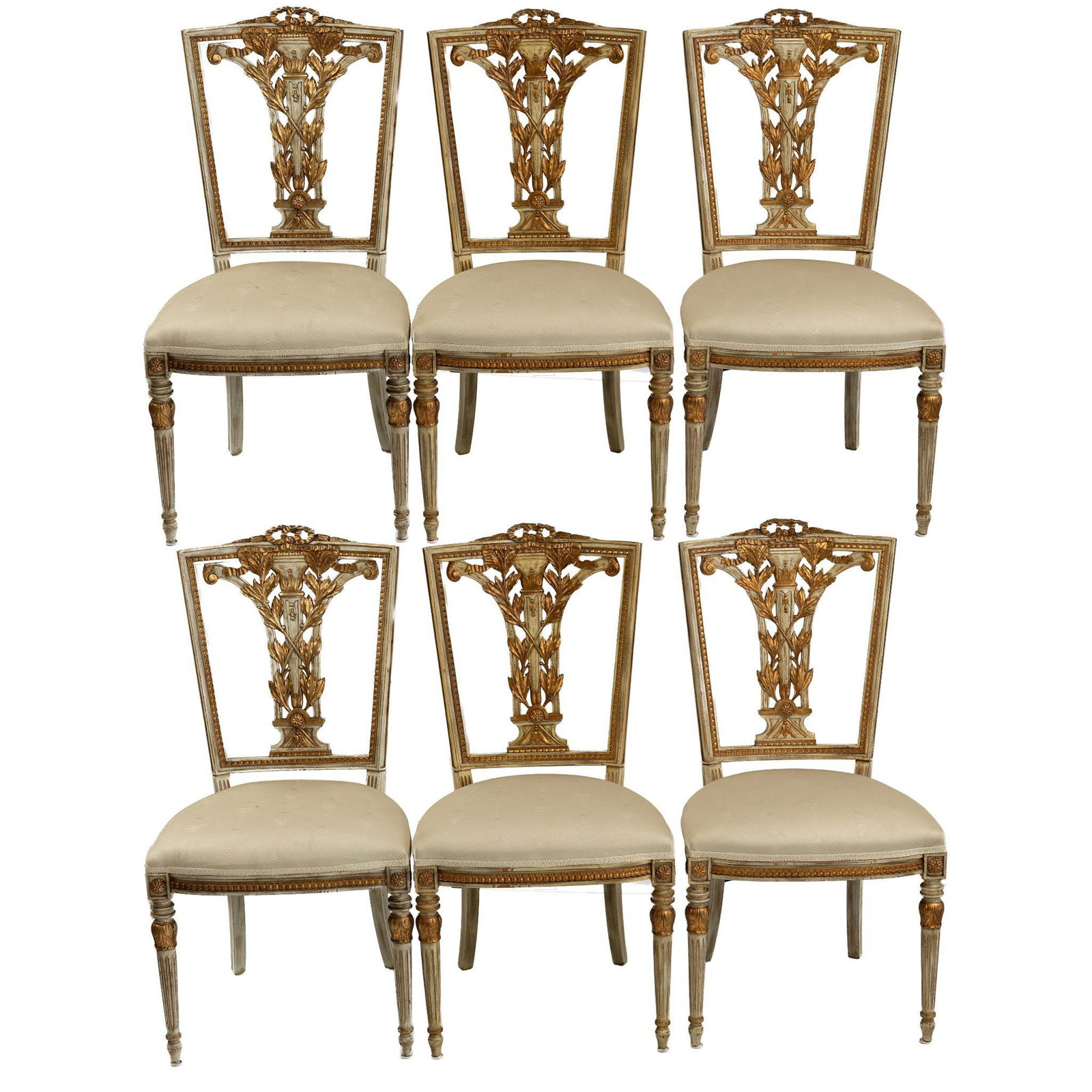 Set of 6 Elegant Wooden Gilded Dining Chairs (1 of 10)