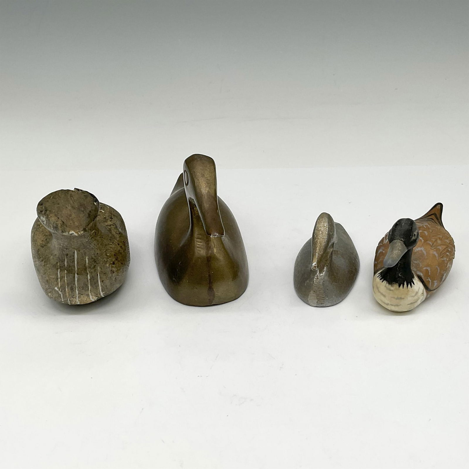 4pc Brass, Metal, Soapstone & Ceramic Duck Figurines (1 of 3)