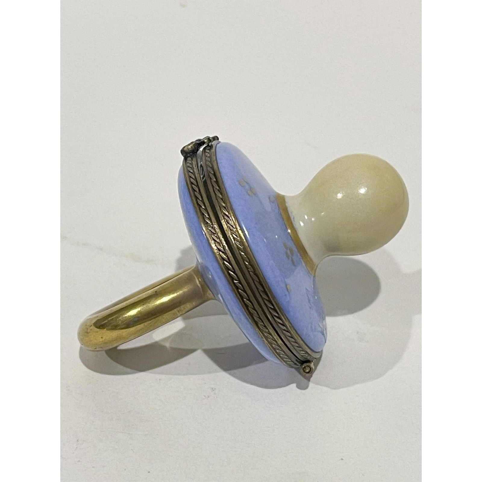 Limoges France Keepsake Box, Blue Baby Pacifier Numbered (1 of 4)