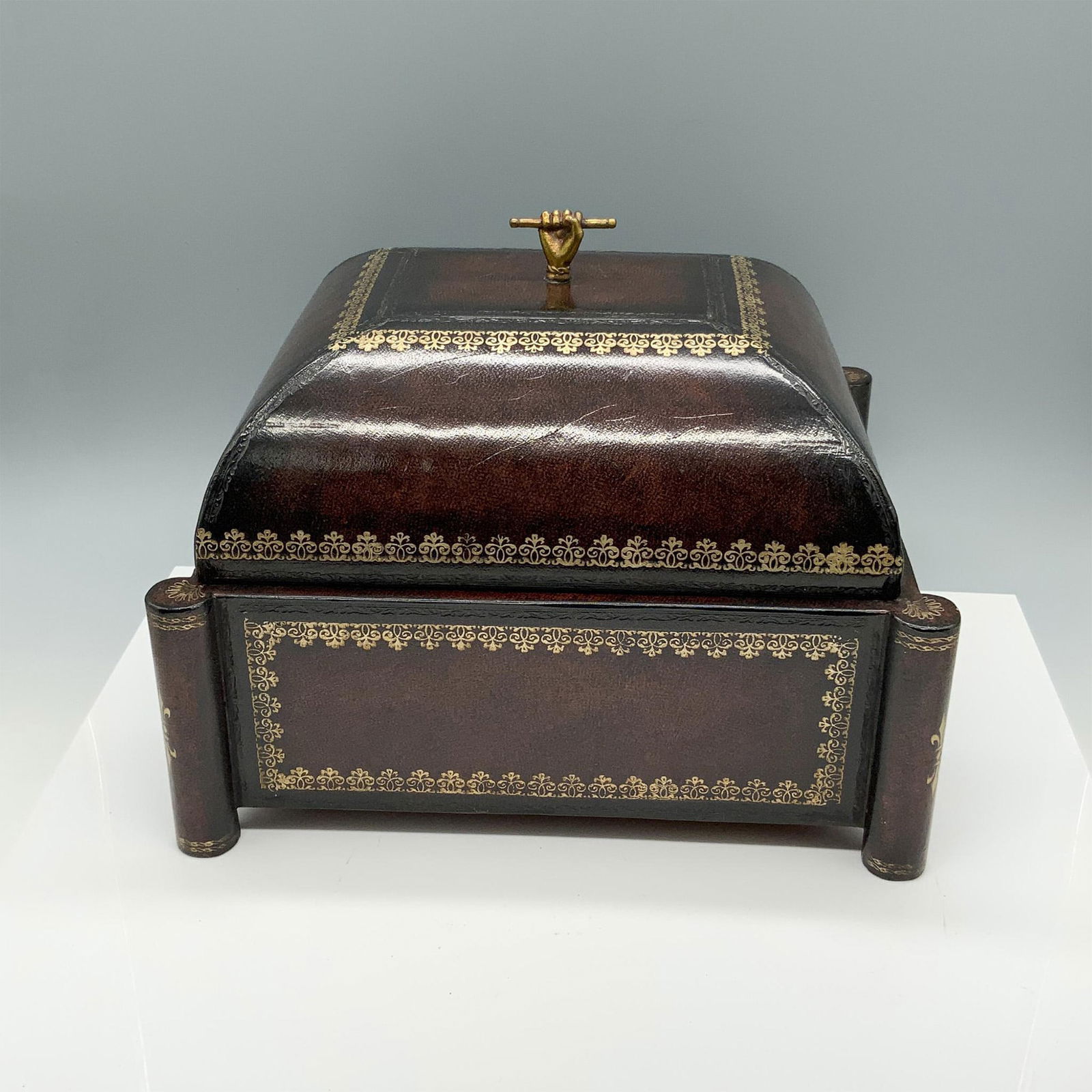 Decorative Brown Wooden Storage Box with Handle (1 of 5)