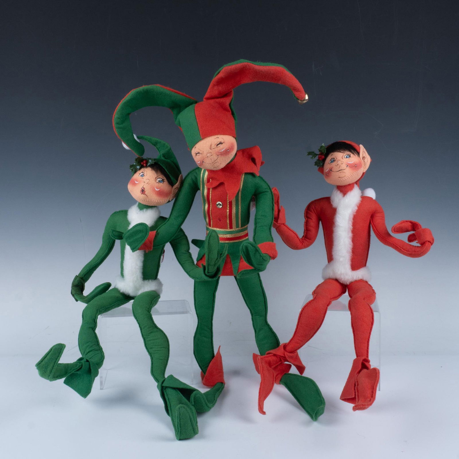 3pc Annalee Green and Red Elf Figures (1 of 6)