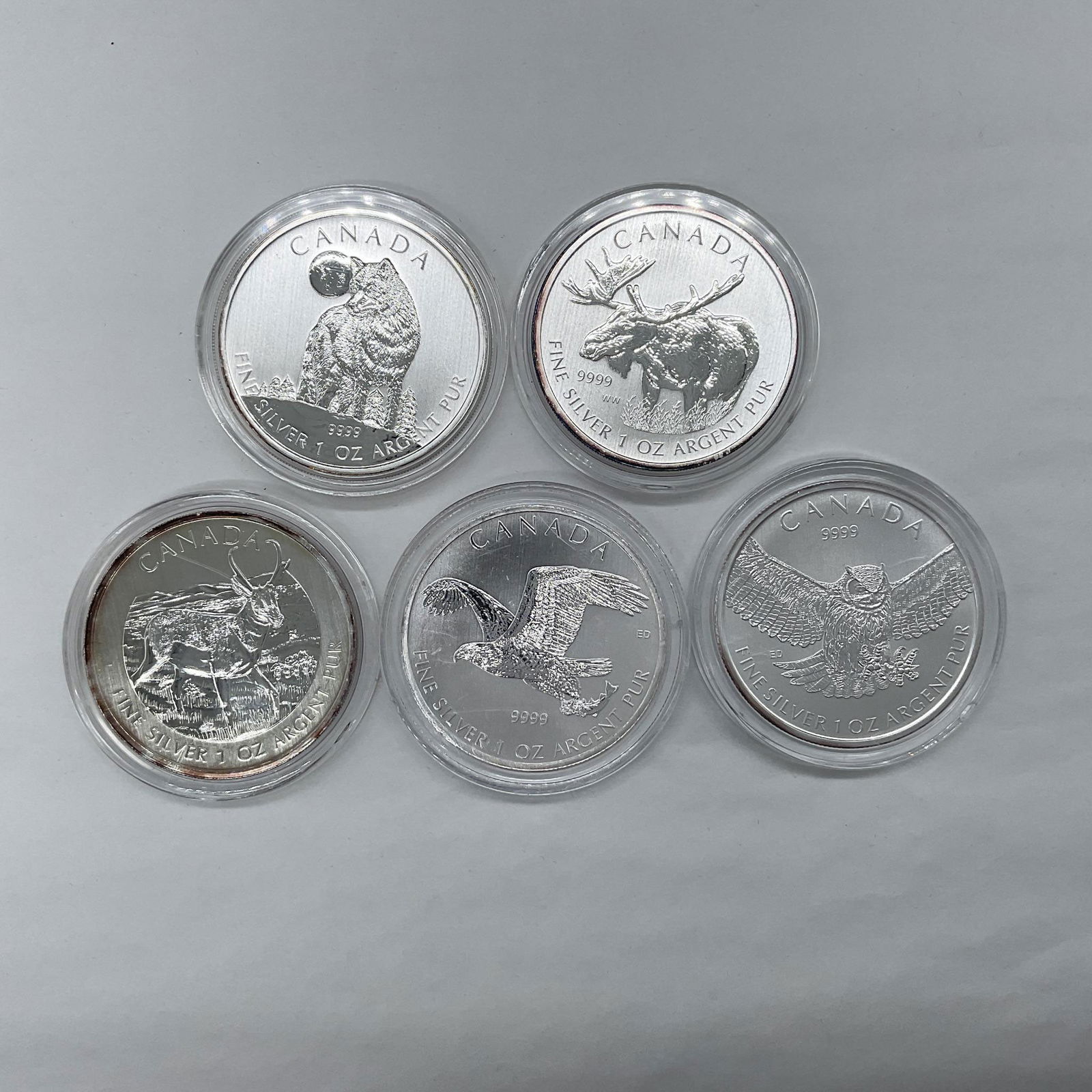 5pc 2011-2015 Canada $5 Silver Uncirculated Wildlife Coins (1 of 2)
