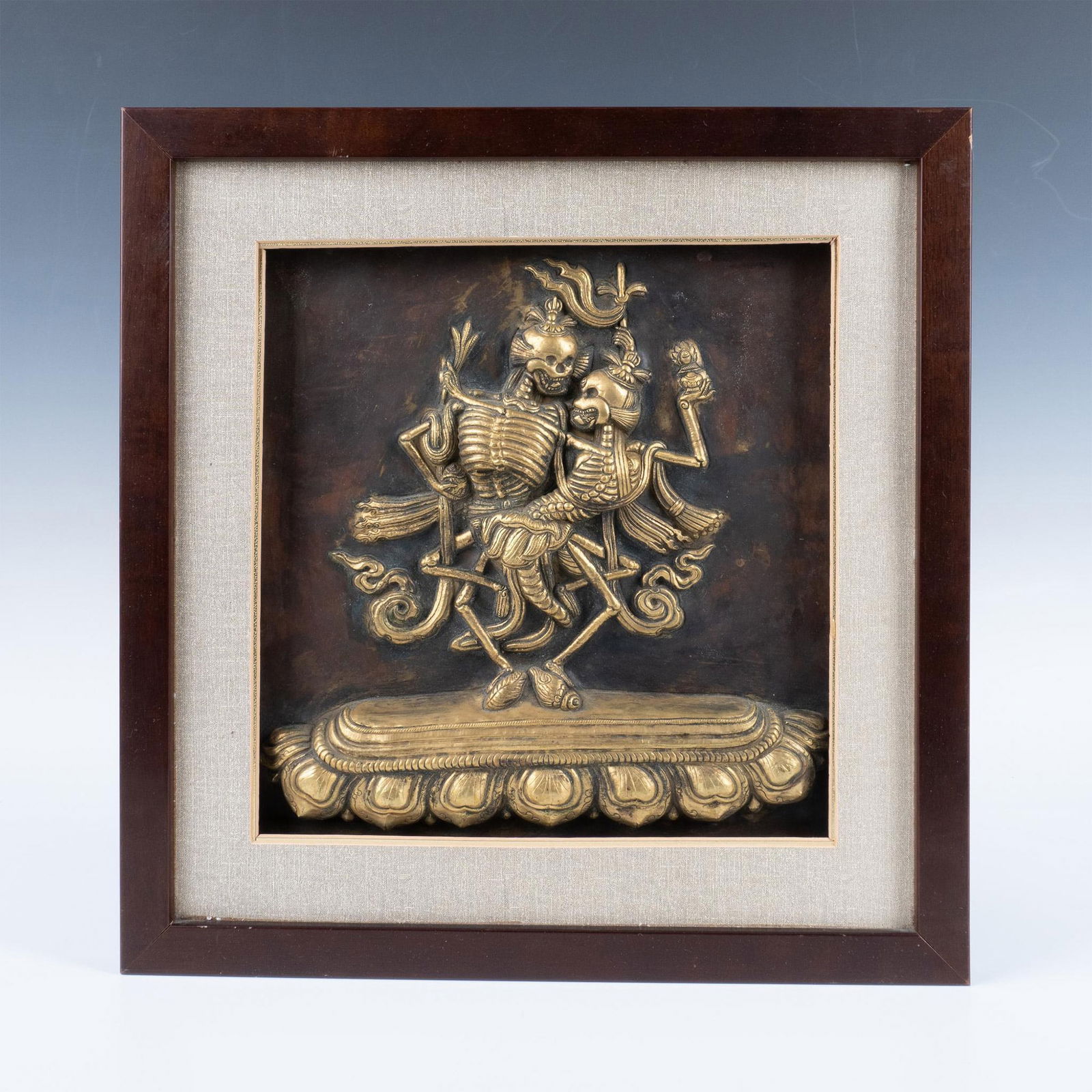 Brass Wall Plaque, Tibetan Skeletons Dancing (1 of 3)
