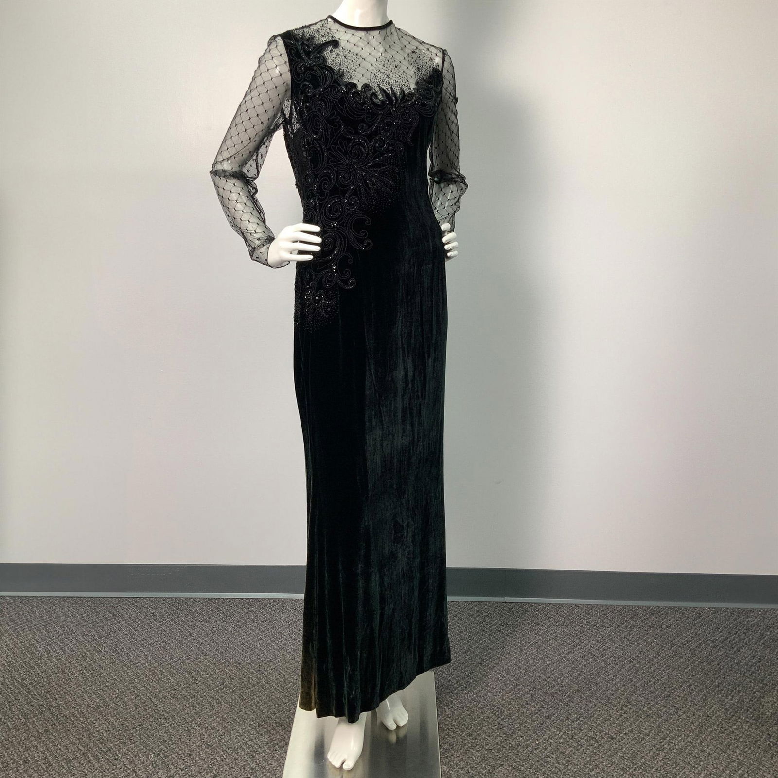 Original Badgley Mischka Black Beaded Velvet & Evening Gown (1 of 12)