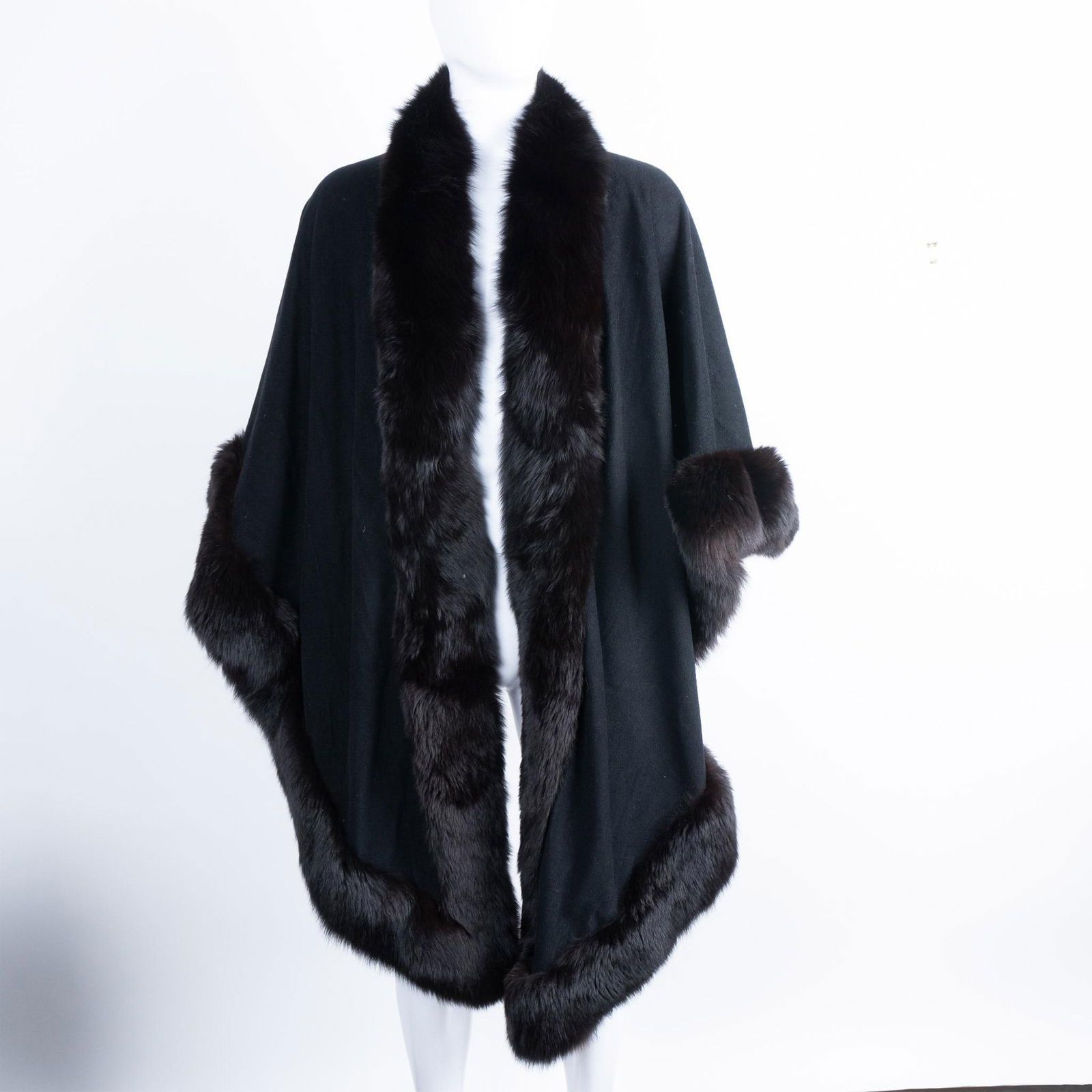 Engie Cashmere and Fox Fur Cape Coat, One Size (1 of 7)