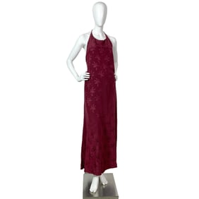 Giorgio Sant Angelo Romantic Sleeveless Silk Burgundy Dress