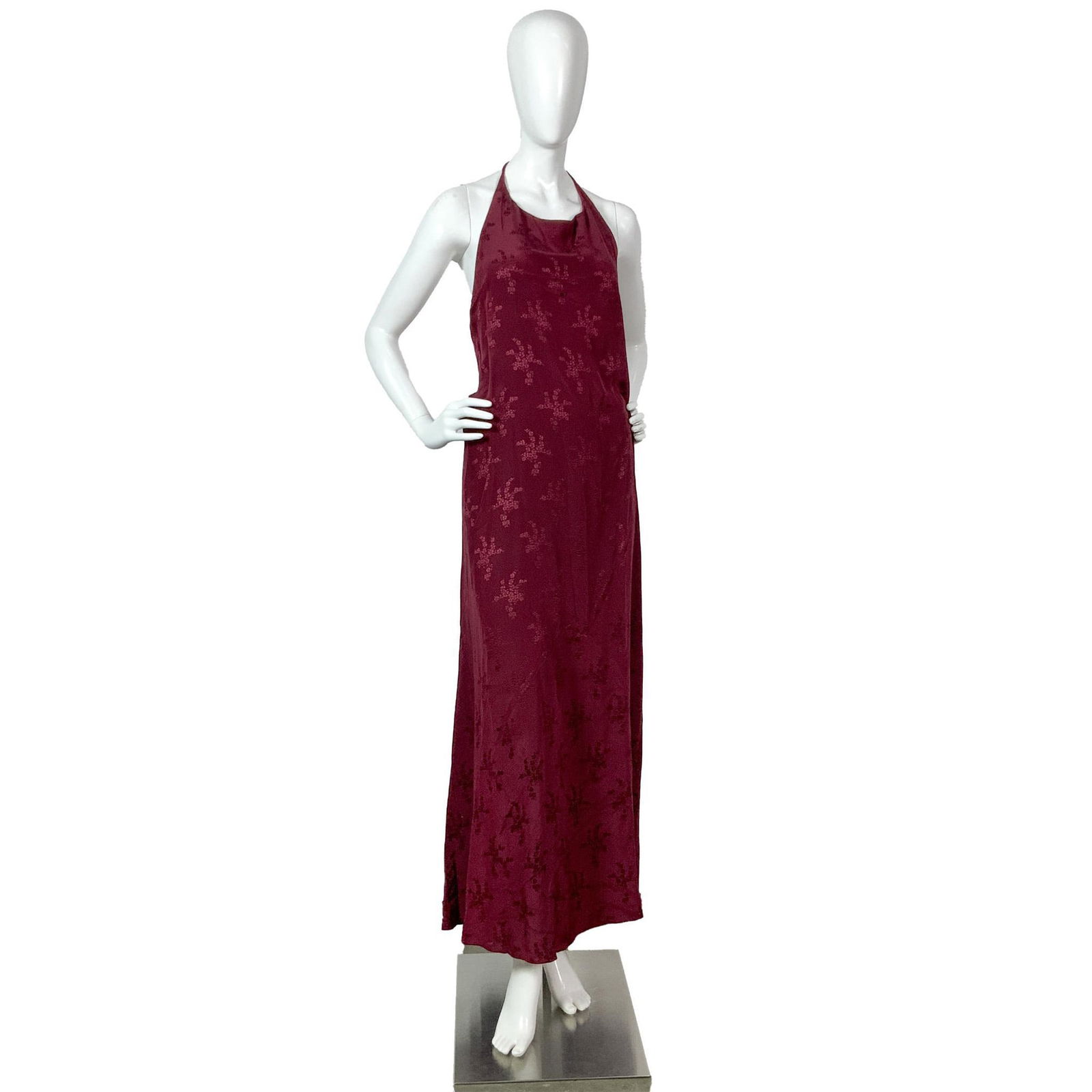 Giorgio Sant Angelo Romantic Sleeveless Silk Burgundy Dress