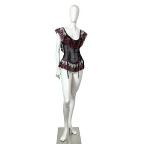 Berlei Black and Red Night Slip with Garter Belt Clips