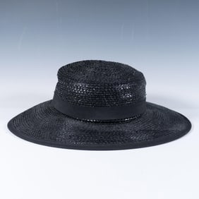 Chanel Black Straw Hat
