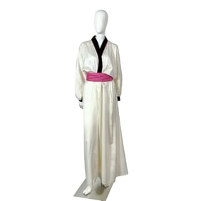 Givenchy Intimite Paris Ivory Silk Loungewear Robe/Pants