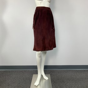 Gucci Suede Burgundy Midi Skirt