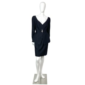 Original Thierry Mugler Paris Black Business Skirt Suit