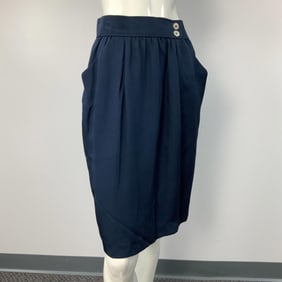 Oscar de la Renta Blue Skirt with Pockets