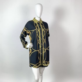 Versace Style Baroque Design Black & Gold Color Shirt
