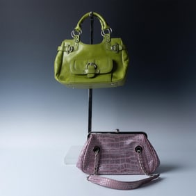 2pc Nordstrom Leather + Nine West Faux Alligator Handbags