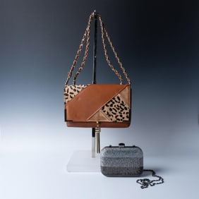 2pc Bebe Shoulder Bags, Brown & Evening Beaded