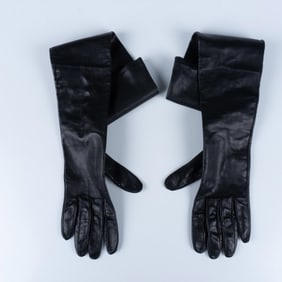 Pair of Italian Leather & Silk Opera Gloves, Size Small