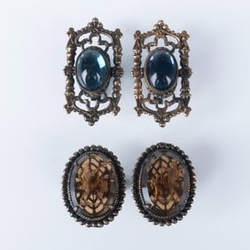 2 Pairs of Brass Tone Victorian Style Cufflinks