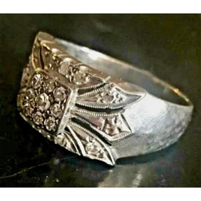 Vintage Signed Harold Freeman EREV 14k White Gold 0.5ct Diamond Band Ring