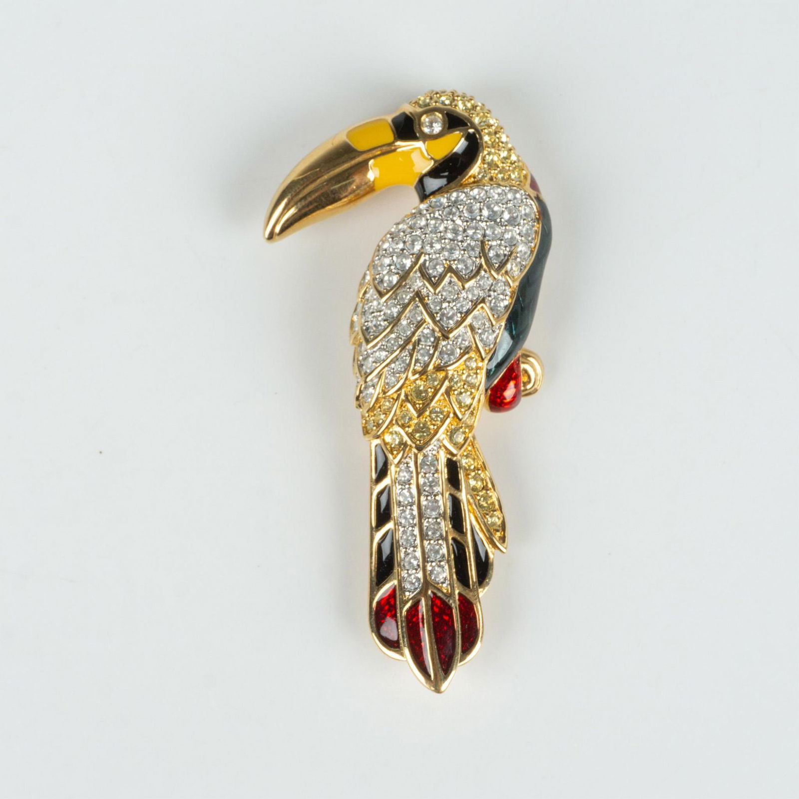 Swarovski Crystal and Colorful Enamel Toucan Brooch Pin (1 of 3)