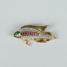 Swarovski Crystal Colorful Fish Brooch Pin