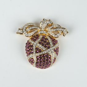 Swarovski Truck Tour 1999 Purple Ribbon Brooch Pin