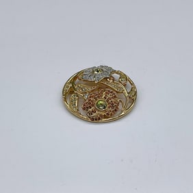 Swarovski Crystal & Gold Brooch Pin, Garden of Tranquility, Harmony