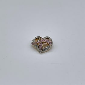 Swarovski Crystal Brooch Pin, Pink Hope Heart